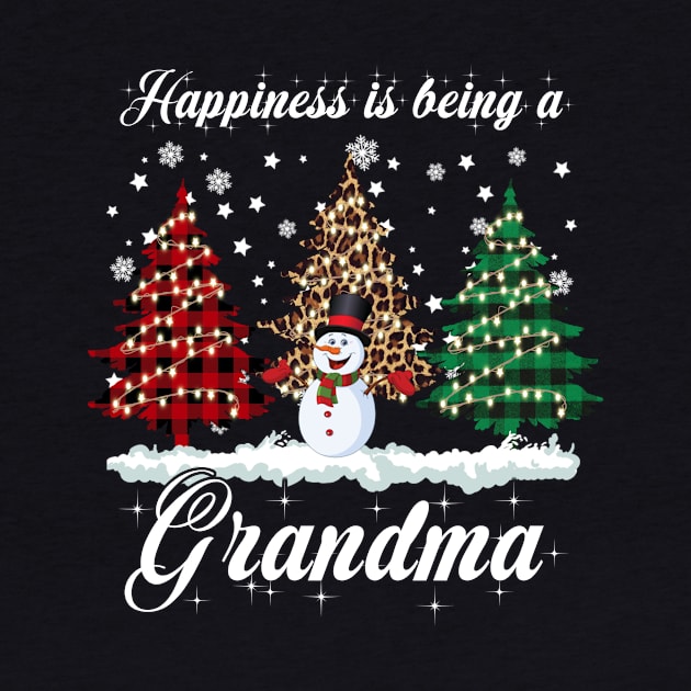 Happiness Is Being A Grandma Merry Christmas Snowman Xmas Trees by Maica